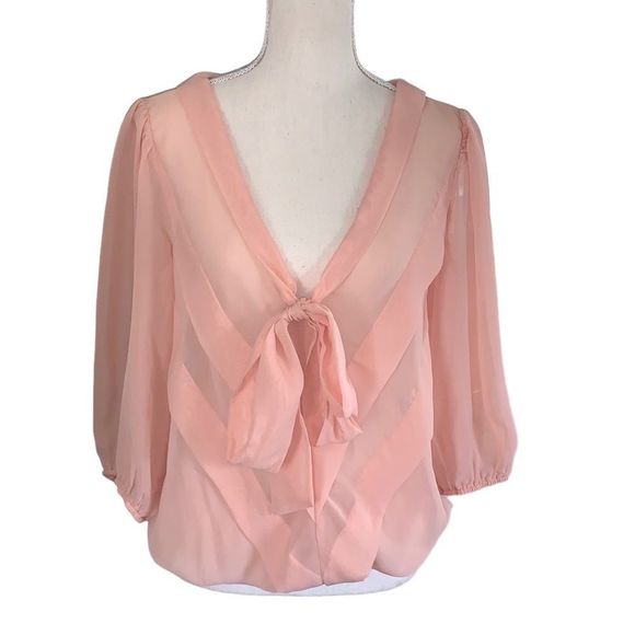 NWT Max Studio Sheer Blouse Peach - Picture 1 of 6